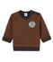 Baby-Sweatshirt aus Doppeljersey in Hahnentrittmuster für Jungen schwarz CITY/braun COCOA