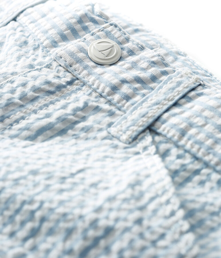 Baby-Hose in Seersucker f&uuml;r Jungen blau/weiss