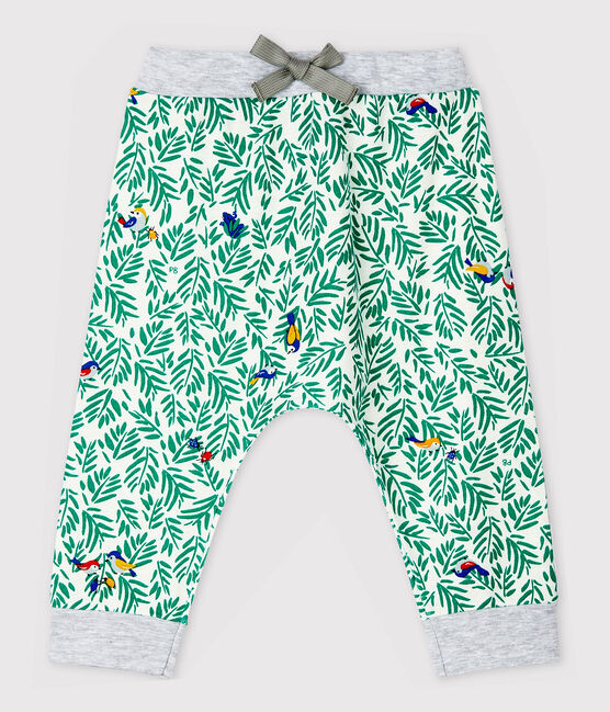 Baby-Hose aus gemustertem Rippstrick für Jungen weiss MARSHMALLOW/weiss MULTICO