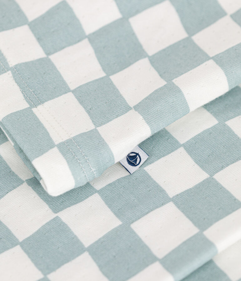 Kinder-Pyjama aus Baumwolle mit Schachbrettmuster weiss/gr&uuml;n