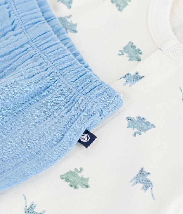 2-teiliges kurzes Baby-Set aus Baumwolle mit Tiermotiven blau/vielfarbig