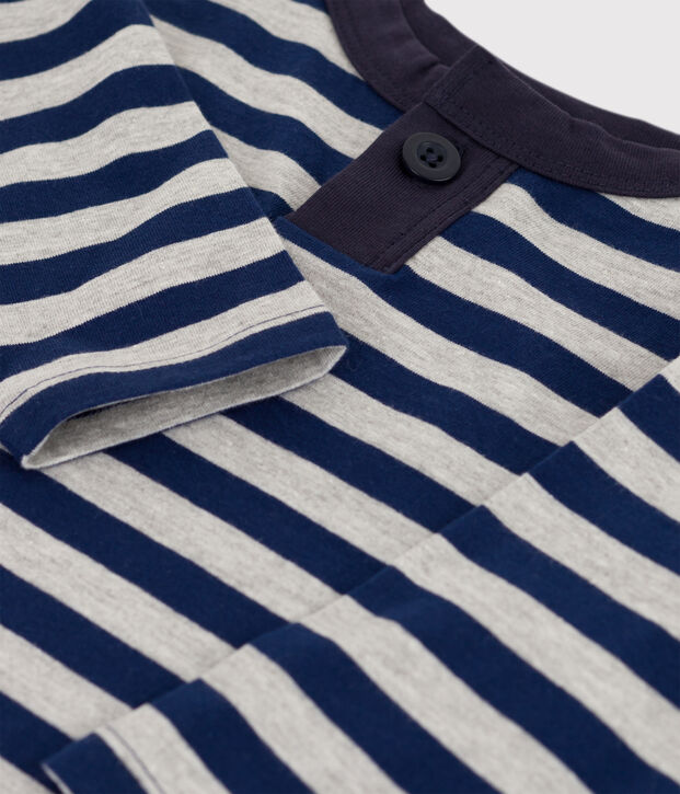Lang&auml;rmeliges Baby-T-Shirt aus Baumwolle blau/grau