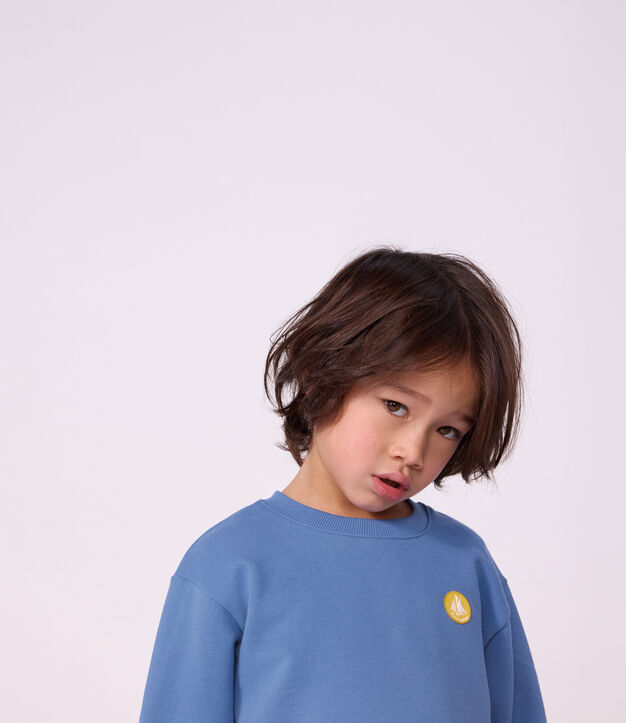 Kinder-Sweatshirt aus einfarbiger Baumwolle blau