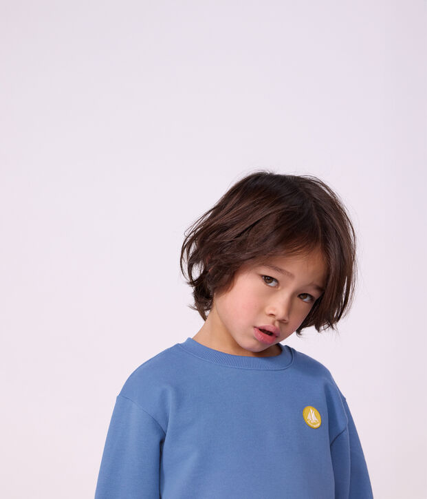 Kinder-Sweatshirt aus einfarbiger Baumwolle blau