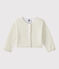 Glänzender Baby-Bolero Mädchen weiss ECUME/braun EM DORE