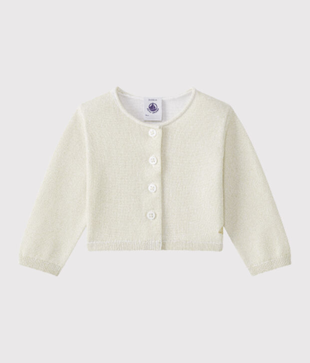 Gl&auml;nzender Baby-Bolero M&auml;dchen weiss/braun