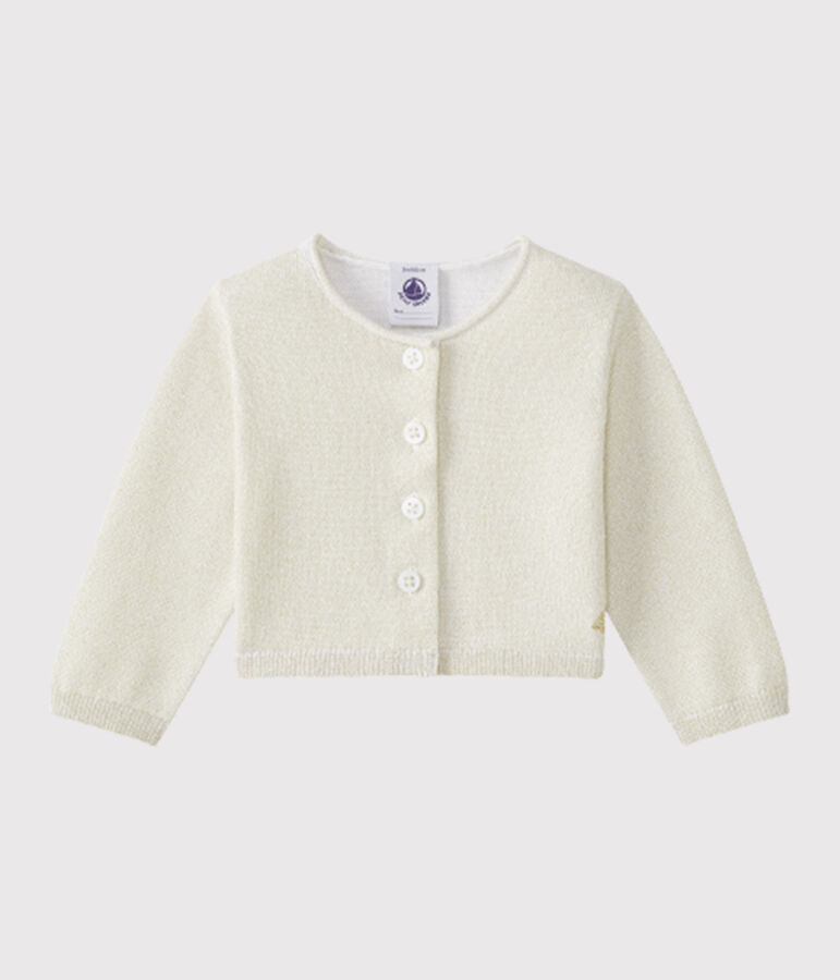 Gl&auml;nzender Baby-Bolero M&auml;dchen weiss ECUME/braun EM DORE