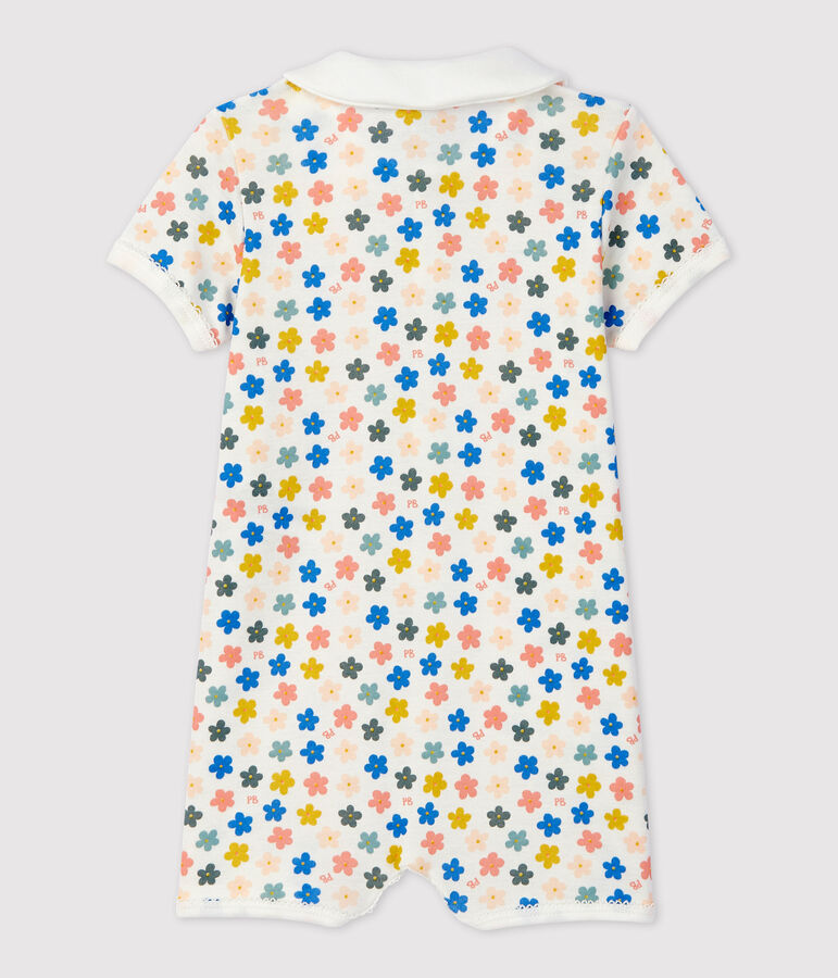 Phosphoreszierender kurzer Baby-Einteiler aus Baumwolle weiss/vielfarbig