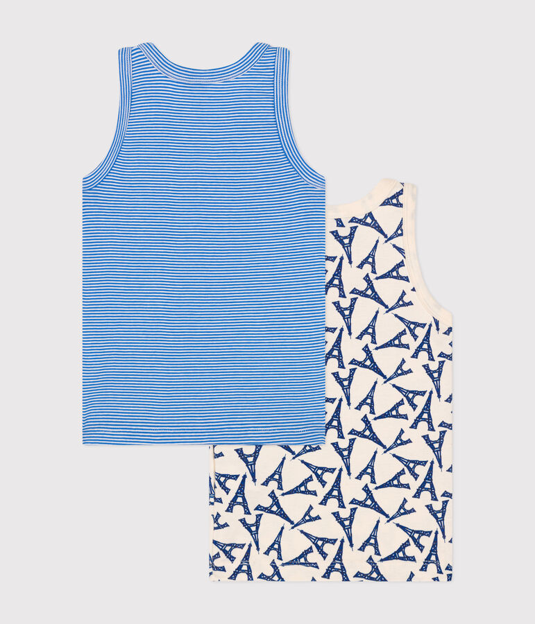 2er-Set Kinder-Unterhemden aus Baumwolle mit Paris-Motiv vielfarbig