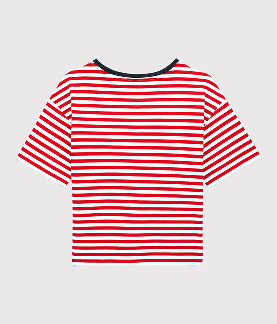 Damen-T-Shirt DAS BOXY aus Baumwolle rot PEPS/weiss MARSHMALLOW