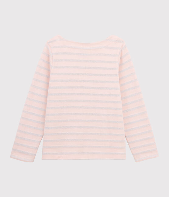 Kindershirt aus Jerseystoff mit Marinestreifen für Mädchen rosa MINOIS/ ARGENT
