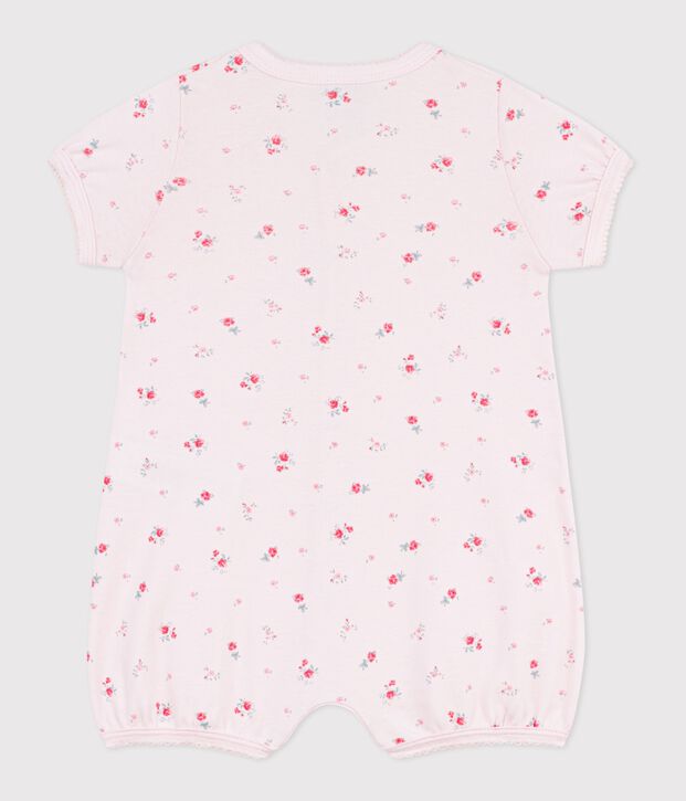 Baby-Kurzoverall aus Baumwolle mit Blumenmotiv rosa/vielfarbig