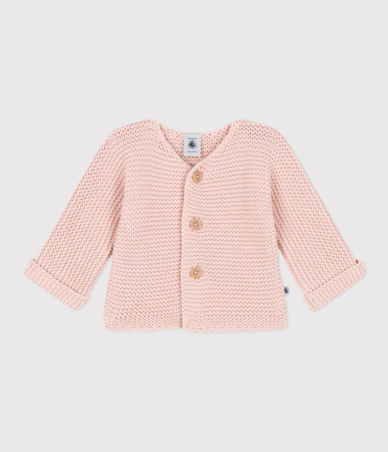 Baby-Cardigan kraus rechts gestrickt rosa SALINE