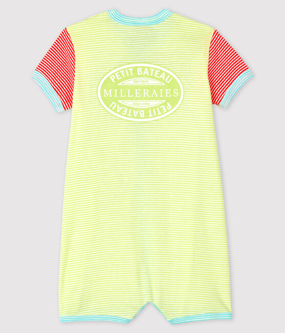 Baby-Spieler mit gelben Milleraies-Streifen aus Rippstrick gelb SUNNY/weiss MARSHMALLOW