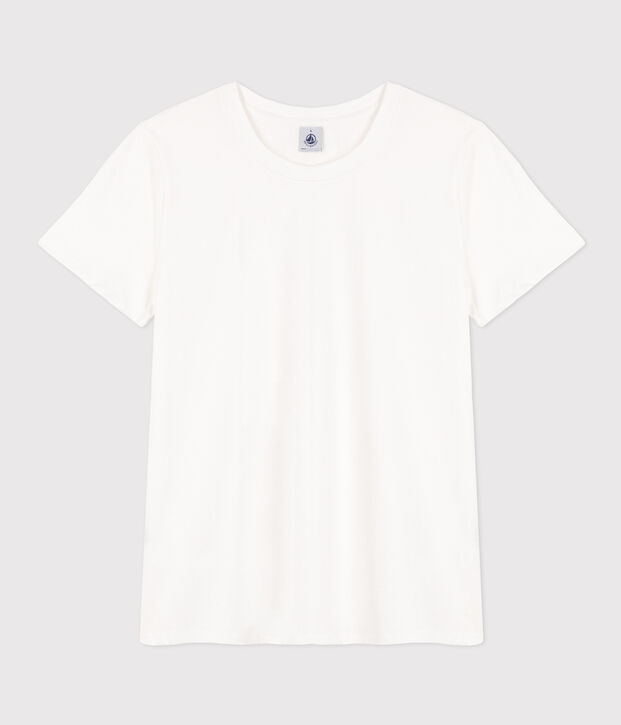 Lang&auml;rmeliges Damen-T-Shirt Le Droit mit Rundhalsausschnitt aus feinem Jersey weiss