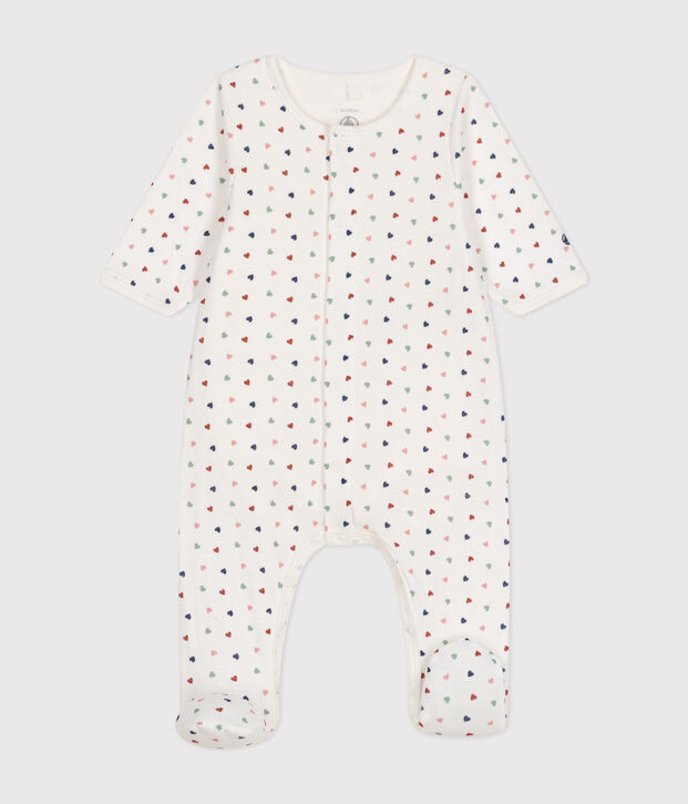 Bodyjama f&uuml;r Babys, aus Doppeljersey mit kleinem Herzmuster weiss/vielfarbig