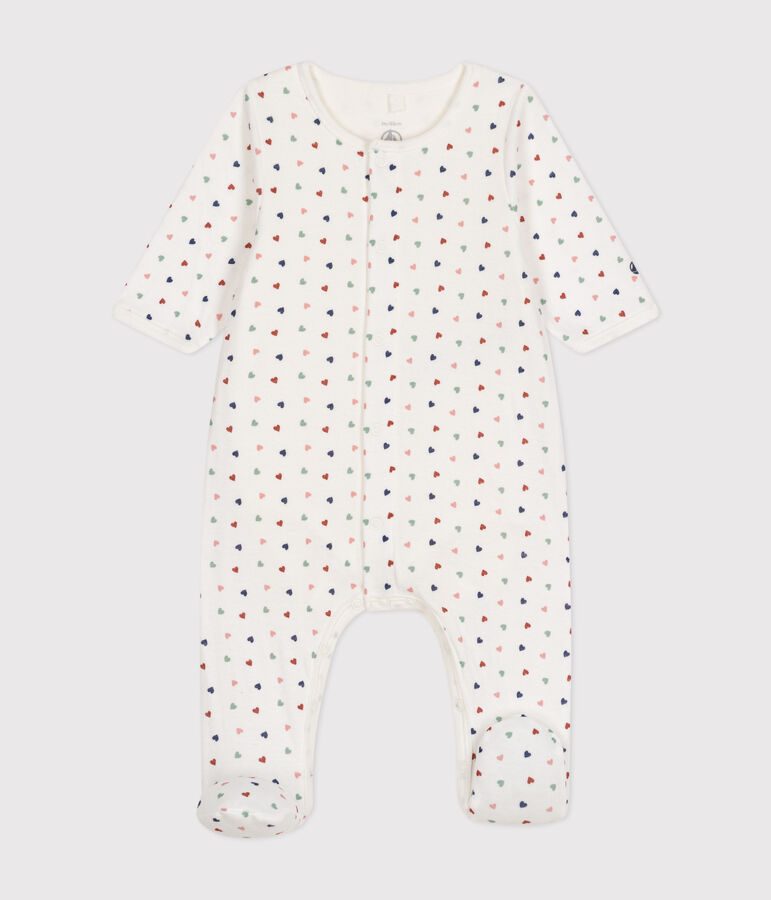 Bodyjama f&uuml;r Babys, aus Doppeljersey mit kleinem Herzmuster weiss MARSHMALLOW/weiss MULTICO
