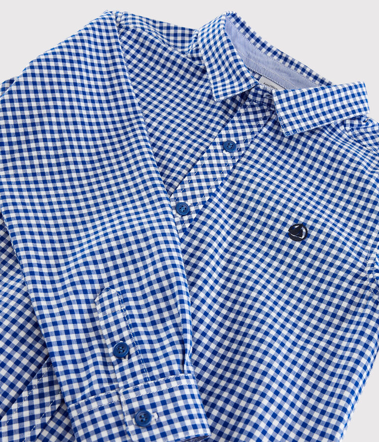 Lang&auml;rmeliges Kinder-Hemd aus Popeline f&uuml;r Jungen weiss/vielfarbig