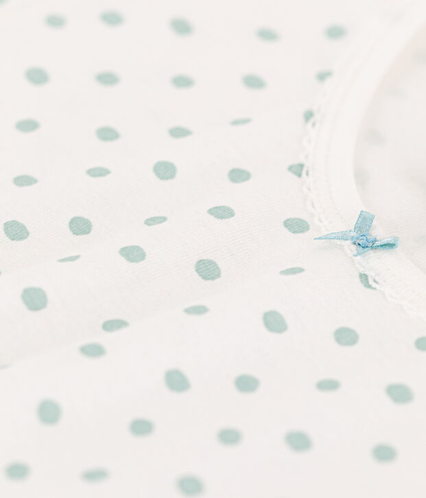 Kinderkuzpyjama aus Baumwolle mit Polka-Dot-Muster f&uuml;r M&auml;dchen weiss/gr&uuml;n