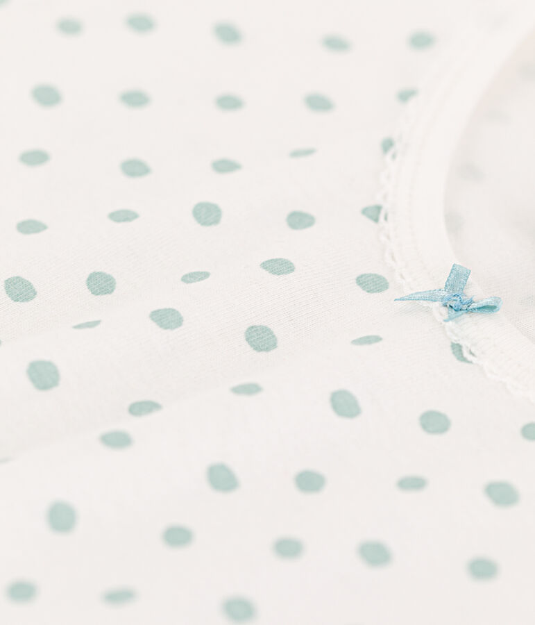 Kinderkuzpyjama aus Baumwolle mit Polka-Dot-Muster f&uuml;r M&auml;dchen weiss/gr&uuml;n