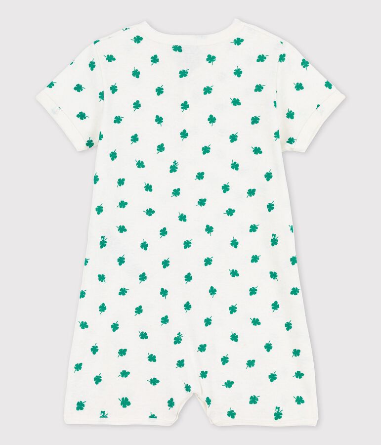 Kurzer Einteiler mit Pflanzenmuster aus Leinen und Baumwolle f&uuml;r Babys weiss MARSHMALLOW/gr&uuml;n GAZON