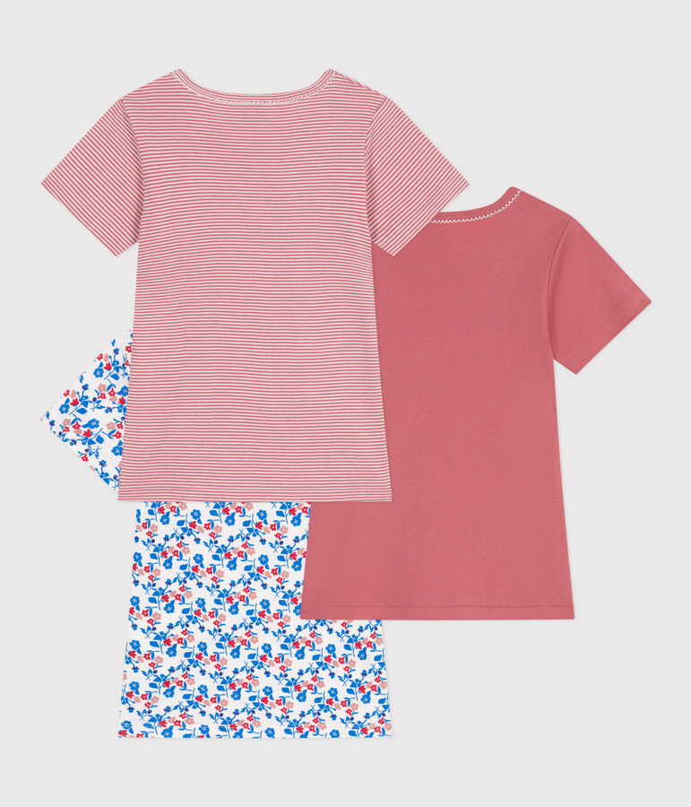 3er-Set kurz&auml;rmelige Kinder-T-Shirts aus Baumwolle mit Blumenmotiv vielfarbig