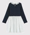 Langärmeliges Kinderkleid für Mädchen blau SMOKING/weiss MULTICO