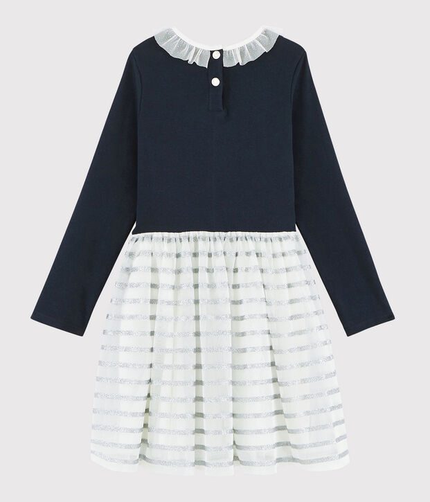 Lang&auml;rmeliges Kinderkleid f&uuml;r M&auml;dchen blau/vielfarbig