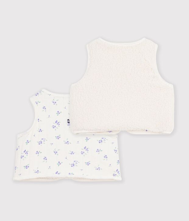 Baby-Weste aus Baumwolle und Sherpa mit Blumenmuster naturfarben/vielfarbig