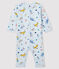 Blauer Baby-Strampler aus Rippstrick mit Tier-Druck für Jungen blau FRAICHEUR/weiss MULTICO