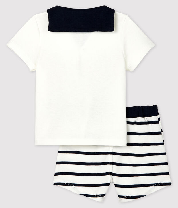 Zweiteiliges Baby-Set f&uuml;r Jungen weiss/blau