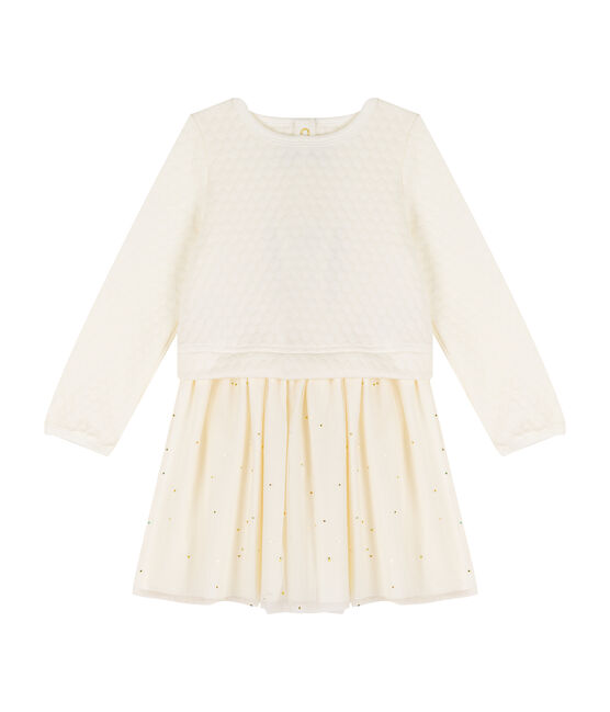 Kinderkleid im Materalmix Mädchen weiss MARSHMALLOW