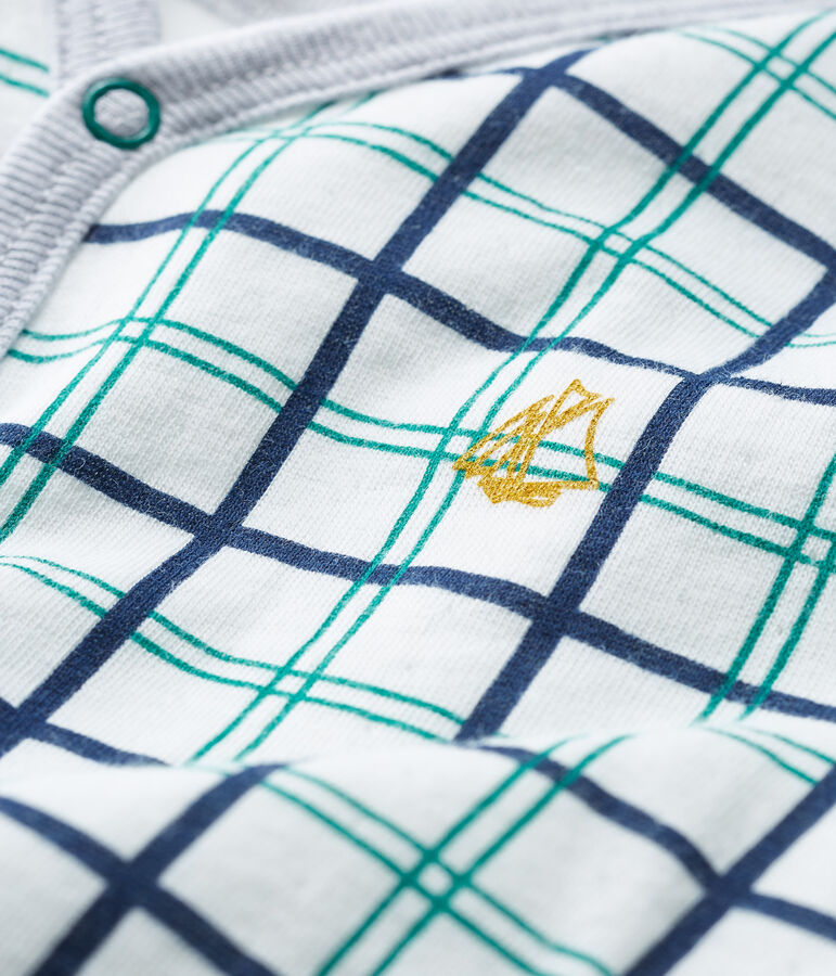 Baby-Strampler ohne Fu&szlig; aus Doppelersey f&uuml;r Jungen weiss MARSHMALLOW/weiss MULTICO