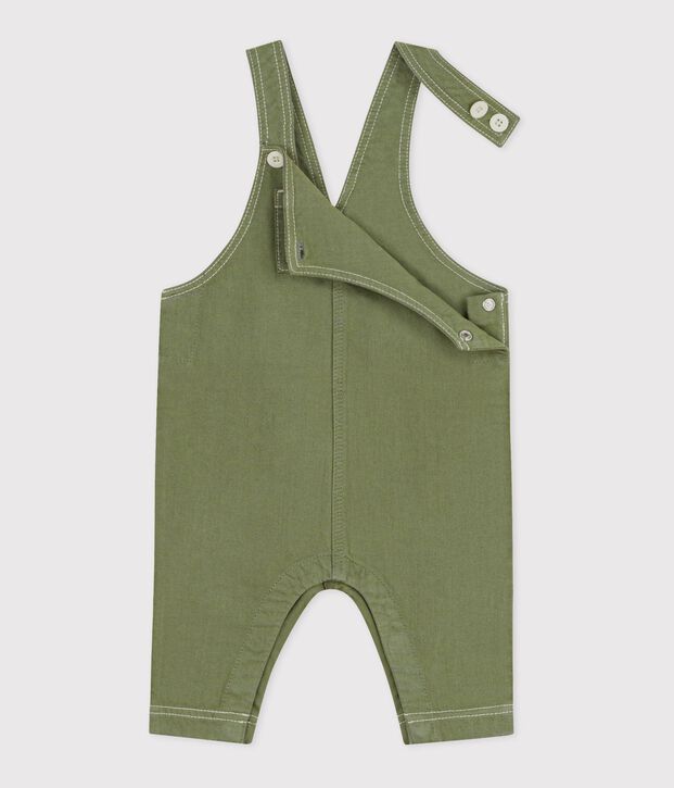 Langbeinige Baby-Latzhose aus farbigem Denim OLIVINE