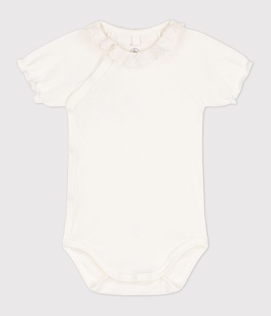 Baby-Body aus Bio-Baumwolle mit Kragen für Mädchen weiss MARSHMALLOW