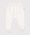 Baby-Hose mit Füßchen aus gestepptem Doppeljersey weiss MARSHMALLOW