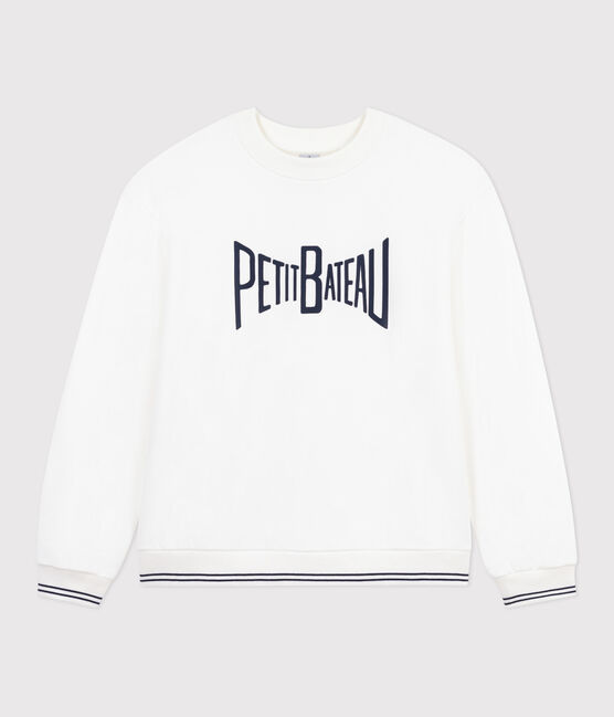Damen-Sweatshirt aus bedruckter Baumwolle weiss MARSHMALLOW