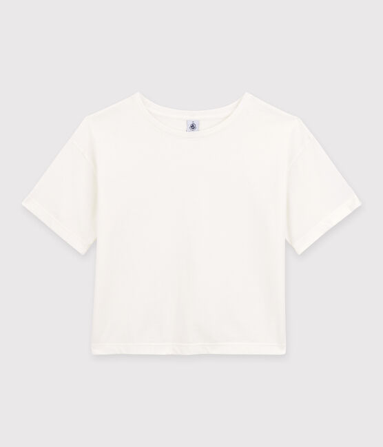 Damen-T-Shirt LE BOXY aus Baumwolle weiss MARSHMALLOW