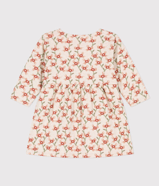 Bedrucktes langärmeliges Babykleid aus gestepptem Doppeljersey weiss AVALANCHE/ MULTICO