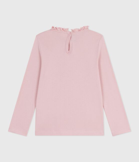 Langärmeliges Kinder-T-Shirt aus einfarbiger Baumwolle rosa JOLI
