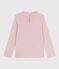 Langärmeliges Kinder-T-Shirt aus einfarbiger Baumwolle rosa JOLI