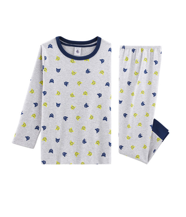 Rippstrick-Pyjama f&uuml;r kleine Jungen grau/vielfarbig