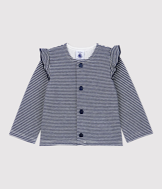 Baby-Cardigan aus Baumwolle blau SMOKING/weiss MARSHMALLOW