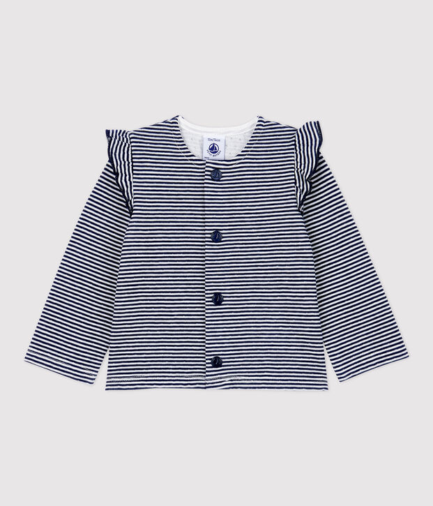 Baby-Cardigan aus Baumwolle blau/weiss