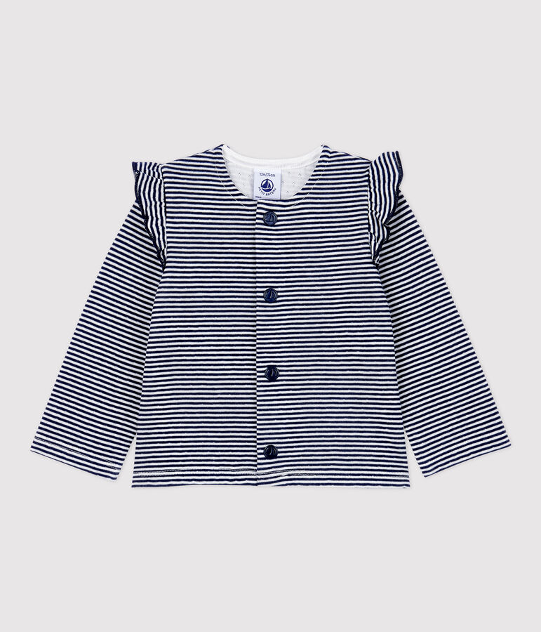 Baby-Cardigan aus Baumwolle blau/weiss