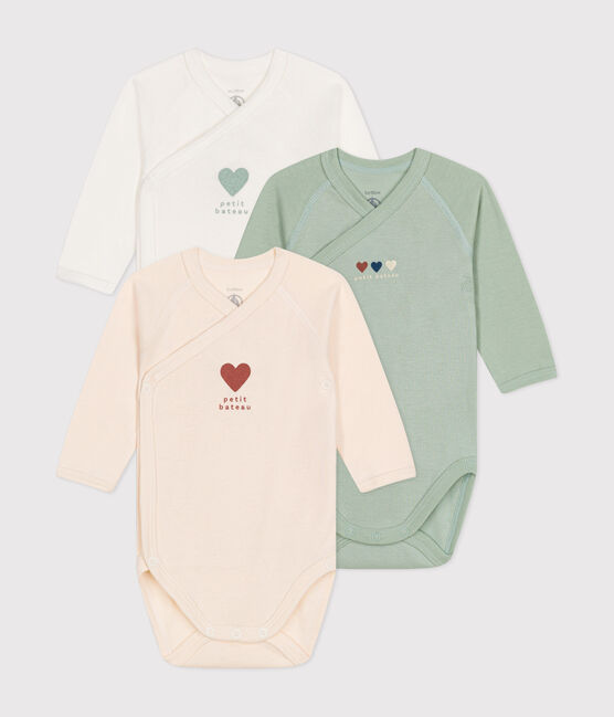3er-Set Langärmelige Baby-Bodys in Wickel-Optik aus Baumwolle  variante 1