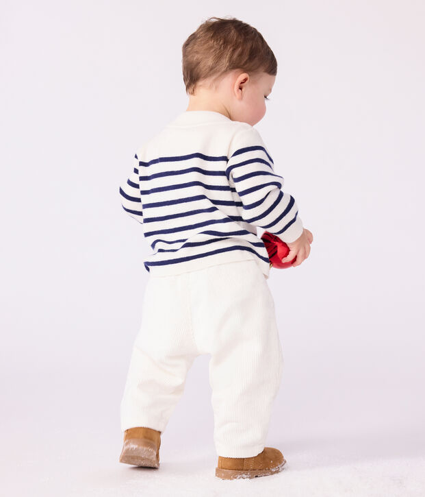 Baby-Pullover im Marine-Look aus Wolle und Baumwolle mit Streifen blau/blau