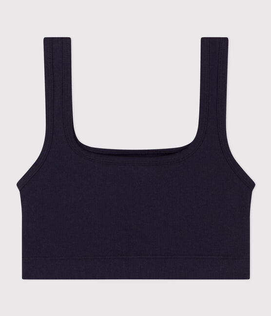 Unifarbenes Damen-Bustier aus Baumwolle und Elastan blau SMOKING