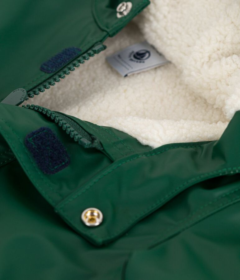 Warme Baby-Regenjacke mit Sherpa gr&uuml;n