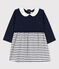 Langärmeliges Kleid für Mädchen blau SMOKING/weiss ECUME